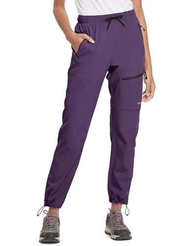 baleaf Women's Hiking Pants Quick Dry Lightweight Water Resistant Stretch Cargo Pants with Zipper Pockets Travel Camping 29''-Dark Purple S