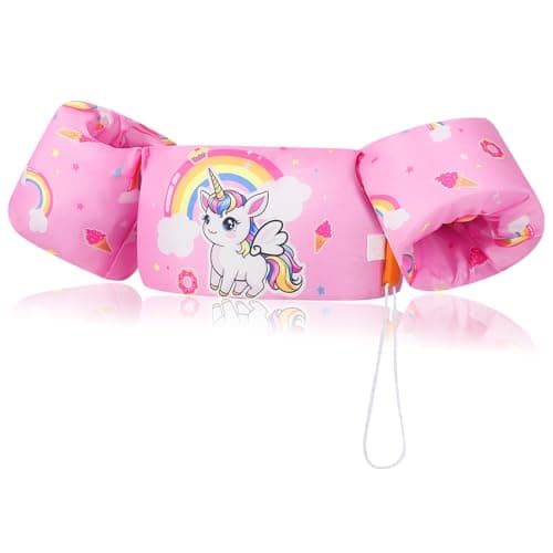 MoKo Swim Arm Band for Kids 20-30-40-50lbs, Toddler Swim Vest Cute Cartoon Swimming Wings Pool Floats Sleeve Children Water Sports Learning Swim Training Equipment, Pink Unicorn