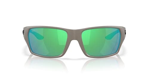 Costa Del Mar Mens Tailfin Rectangular Sunglasses, Matte Olive Shale/Green Mirrored Polarized 580G, 60 mm