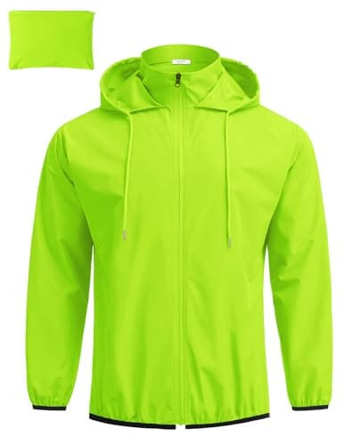COOFANDY Men's Light Rain Jacket with Hood Packable Waterproof Raincoat Golf Rain Gear Travel Hiking Windbreaker Green 3XL
