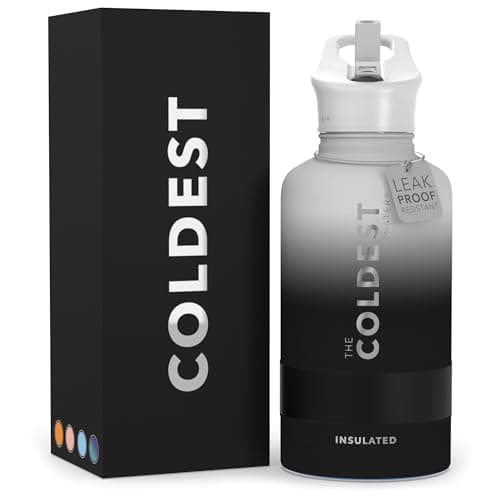 Coldest Insulated Water Bottle with Straw Lid - Stainless Steel Metal Insulated Bottle for Men & Women (Hyperspace White, 64 oz)