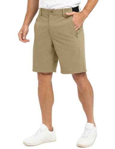 TBMPOY Men's 9" Golf Shorts Stretch Quick Dry Dress Casual Shorts Lightweight Flat Front for Work Business Travel Khaki 44