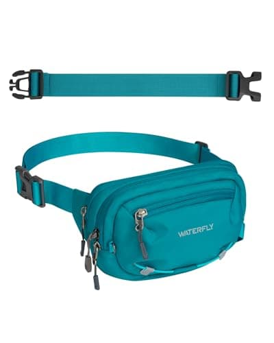 WATERFLY Small RFID Fanny Pack: 1.5L Waist Bag 12" Extender Belt for Hiking