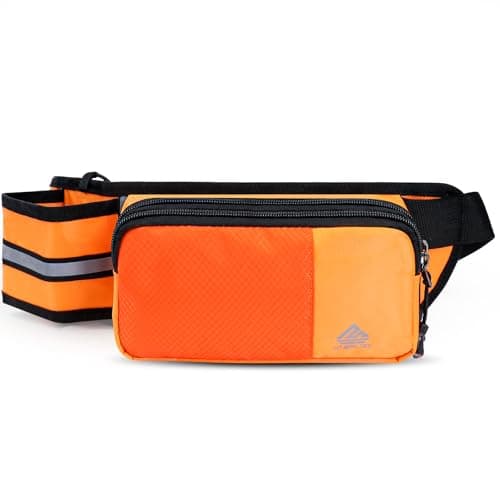 HTZPLOO Fanny Pack for Women Men with Water Bottle Holder,Waist Bag for Hiking,Travel,Running,Dog Walking,Workout,Cycling (Orange)