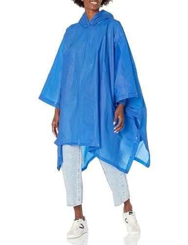 Totes Reusable Rain Poncho for Adults Lightweight Waterproof Pullover, Travel Friendly Packable Poncho with Hood Royal