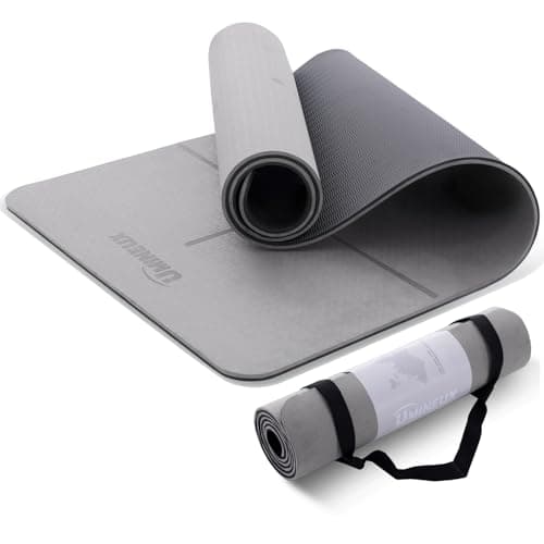 UMINEUX Yoga Mat for Women Men, 2/5 Inch Extra Thick Yoga Mat, Dual Non Slip textured, Eco Friendly TPE Pilates Fitness Mats,GREY