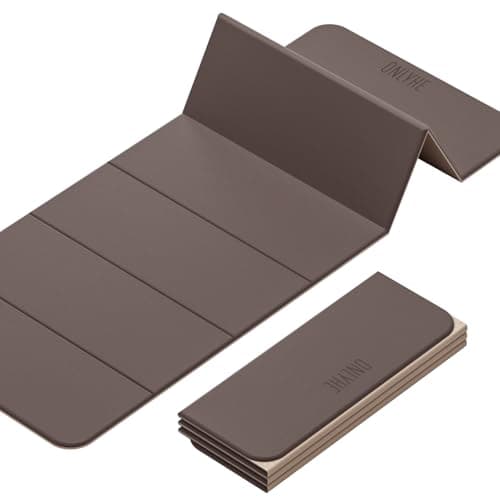 ONLYHE Foldable Yoga Mat Exercise Mat for Home Workout, Comfortable and Durable, 8mm Thick Portable Folding Mat, Non-Slip, Pilates Mat Thick, Outdoor Use, Meditation, Travel, Camping (71"x24" x 0.3") (Light brown + Beige)