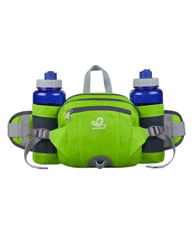 WATERFLY Fanny Pack Waist Bag: Fannie Pack 2 Water Bottle Holders Lumbar Belt Hiking Walking Running Jogging Camping Large Woman Man (Bottle Not Included)