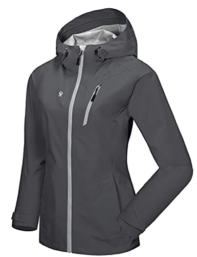 Little Donkey Andy Women's High-performance Waterproof Rain Jacket Waterproof Rain Coat Shell for Hiking Grey XL