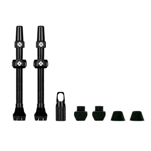 Muc-Off Tubeless Valves V2 – 60mm Black | 4X 7075 Aircraft-Grade Aluminium Presta Valves with Core Removal Tool | 44mm / 60mm / 80mm - 10 Anodised Color Options | Fits MTB, Gravel & Road