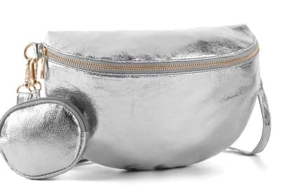 Silver Crossbody Bags For Women, Large Capacity Fashionable Fanny Pack Matching Mini Purse