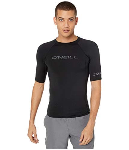O'Neill Men's Thermo-X Short Sleeve Crew-Neck Rashguard, UPF 50+ Sun Protection with 4-Way Stretch Thermal Fleece Fabric, Black, Medium