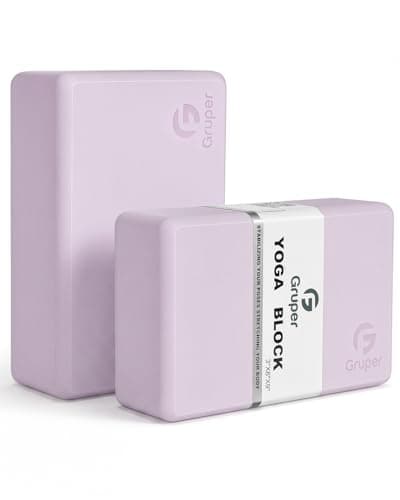 Gruper Yoga Blocks 2 Pack, 9"x6"x3" Exercise Blocks High-Density EVA Foam Blocks with Soft Non-Slip Surface, Lightweight Yoga Props for Yoga Pilates Meditation & Stretching