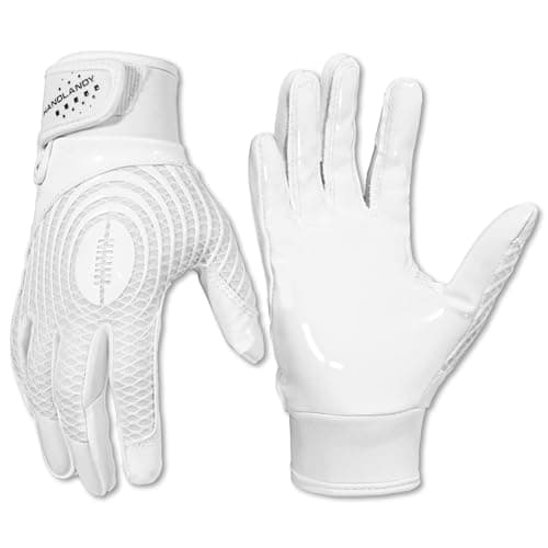 HANDLANDY Football Gloves, Super Grip Men's Receiver Gloves Best Gift for Men and Women (Cream White, Adult Medium)