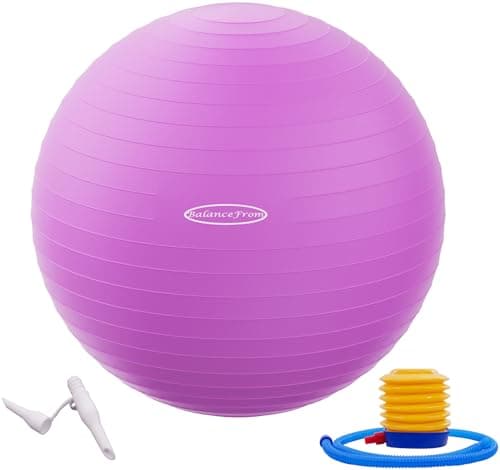 Fitvids Anti-Burst and Slip Resistant Exercise Yoga Ball with Quick Pump 48-55cm,M, Purple