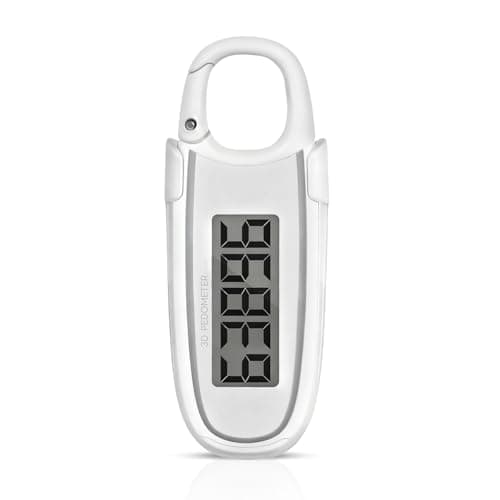 3D Pedometer for Walking, Step Counter with Clip & Lanyard, Accurate Fitness Tracker with Large Display & 10-Step Error Prevention for Seniors, Women, Men, White