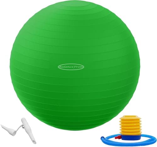 Fitvids Anti-Burst and Slip Resistant Exercise Ball Yoga Ball Fitness Ball Birthing Ball with Quick Pump, 2,000-Pound Capacity, Green, 22-inch, M