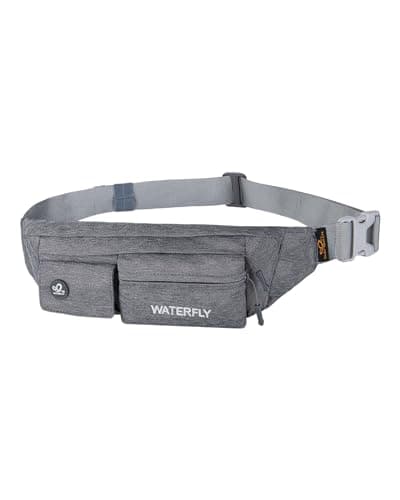 Waterfly Slim Soft Polyester Water Resistant Waist Bag Pack for Man Women Outdoors Running Climbing Carrying iPhone 5 6 Plus Samsung S5 S6 (Gray)