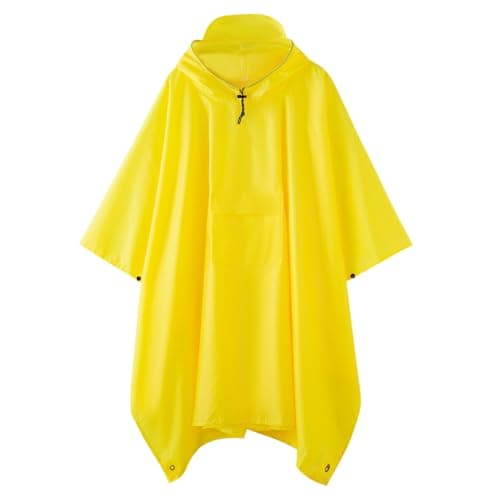 Multi functional cape hooded raincoat suitable for outdoor camping and hiking, suitable for both men and women(US, Alpha, One Size, Regular, Regular, yellow)