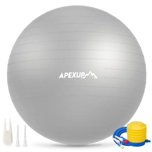 APEXUP Yoga Ball, 660 lbs Anti-Burst Exercise Ball with Pump, 5 Sizes (XXL(31"~34") 85cm, Silver)