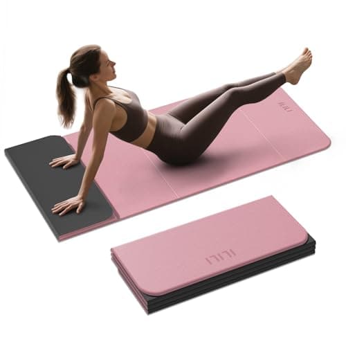 ILILI Foldable Yoga Mat, 10mm Thick, TPE Material, Extra Long 75"L x 26"W, Soft and Comfortable Folding Mat 0.4 Inches, Easy to Carry and Store, 190*66cm Portable Multi-Functional Use for Yoga, Home Exercise & Outdoor