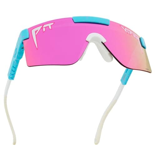 Pit Viper Sunglasses I The Original 2.0 I Wide Fit I HDPV Polarized Lens, Indestructible Frame I Turbo Adjustable for Perfect Fit I Micro Fiber Bag & Retainer Straps I Pink Lens, Light Blue Frame