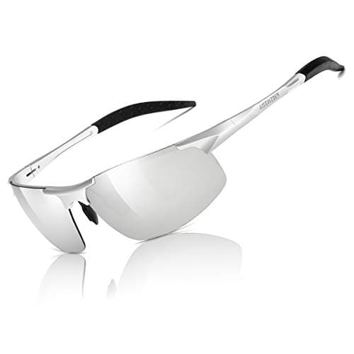 aisswzber Mens Sports Polarized Sunglasses Driving Metal Frame UV Protection Sunglasses For Men 8177