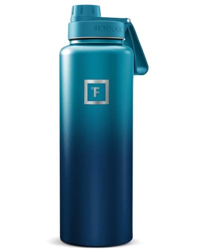 IRON °FLASK Camping & Hiking Hydration Flask with Spout, Wide Mouth Insulated Stainless Steel Sports Water Bottle - Dark Night 40 oz - Spout (1 Lid)