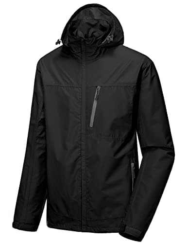 Little Donkey Andy Men's Waterproof Rain Jacket Outdoor Lightweight Hooded Raincoat for Hiking Golf Travel Fishing Black S