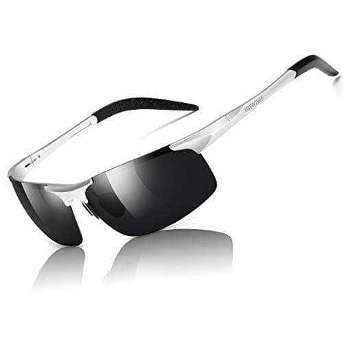 aisswzber Mens Sports Polarized Sunglasses Driving Metal Frame UV Protection Sunglasses For Men 8177