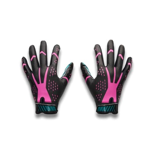Under Armour Boys' Youth Blur Football Gloves Limited Edition, (004) Black/Coastal Teal/Pink Rave, Youth Small