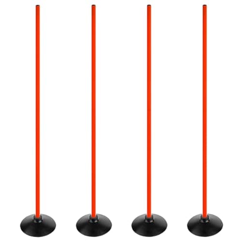 ASENVER Soccer Basketball Training Poles Detachable Agility Poles Training Equipment, Slalom Drill Speed Training Pole (6 FT Pack of 4, Orange)