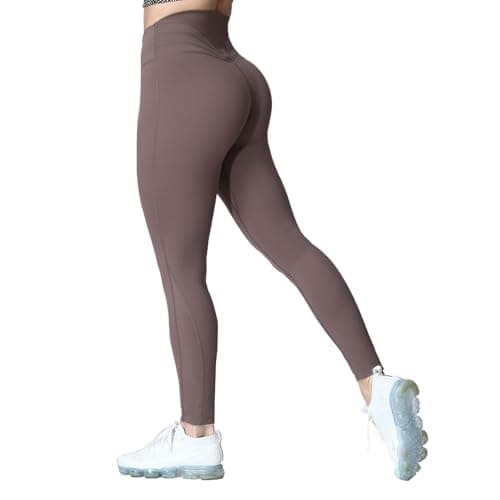 Aoxjox High Waisted Workout Leggings for Women Trinity Yoga Pants 26.5" (Fudge Coffee, X-Large)