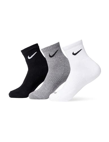 Nike Unisex Everyday Cushioned Training Ankle Socks (3 Pairs), Multi-Color, Small