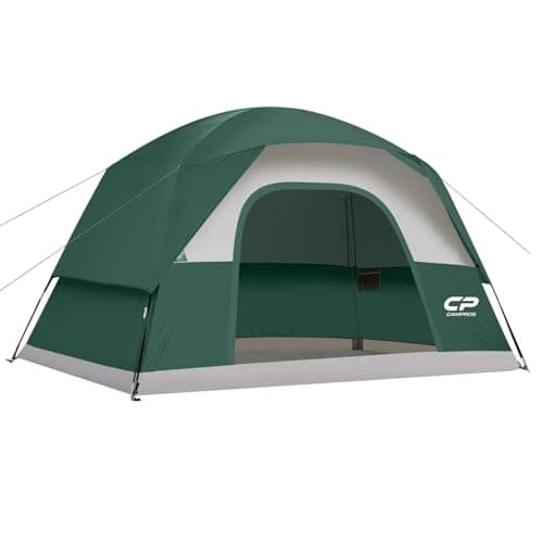 CAMPROS CP Tent 6 Person, Waterproof Windproof Double Layer Family Dome Tent, Easy Setup with Large Mesh Windows & Wide Door for Camping