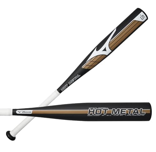 Mizuno Boys HOT Metal - Big Barrel Youth USA Baseball Bat (-5) Baseball Bat, Black-Gold, 32 Inches
