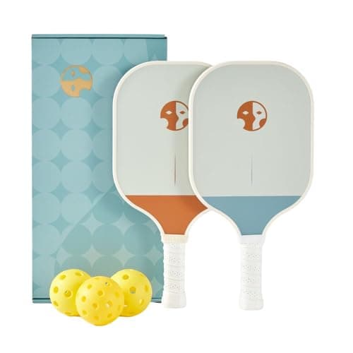 HELIOS Beginner Pickleball Paddle Set of 2 | Includes Rust & Misty Paddles | Particle-Printed Carbon Fiber with 13mm Reactive Core | 8oz, Ideal for Beginners | USAP Approved