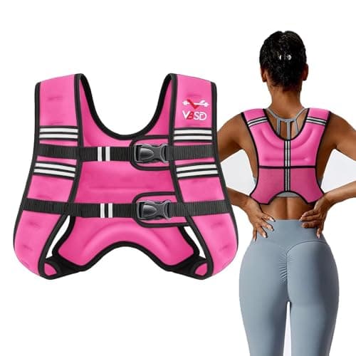 VBSD Weighted Vest Woman 12LB Weight Vest for Women Men Body Weight Vests for Walking Strength Training Running Workout Jogging Fitness Pink