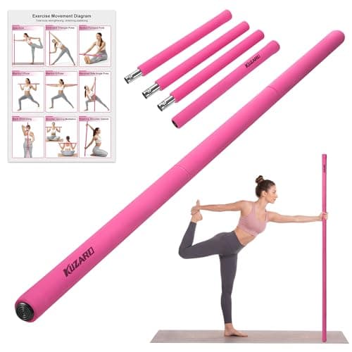 Yoga Stick, 58 Inch Mobility Stick with 3 Adjustable Lengths. Threaded Stable Alloy Steel Exercise Equipment for Stretching, Fitness, Posture Correction & Therapy - For Women & Kids at Home
