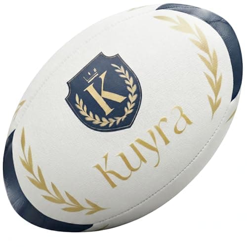 Kuyra Premium Rugby Ball Size 5 – Official Match & Training Gear, Water-Resistant Super Grip, 3-Ply Construction, Durable Outdoor Youth Kids Adult Rugby Ball for Men Women