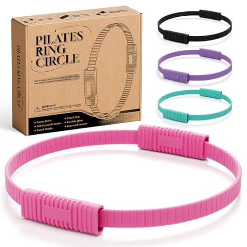 SUBCULTUREPICK Pilates Ring, Silicone Magic Pilates Rings, Lightweight & Durable Flexible Fitness Circle Exercise Equipment for Toning Arms, Thighs,Legs, Core,Yoga & Physical Therapy (Pink)