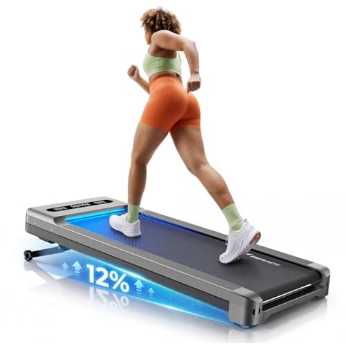 MERACH UltraWalk W60 Walking Pad Treadmill with 12% Auto Incline, Under Desk Walking Pad 400lb Capacity, Max 3.5HP Heavy Duty Walking Pad with Incline for Tall People with BT Speaker, RGB Light & APP