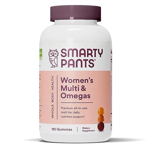 SmartyPants Women's Multivitamin Gummies: Omega 3 Fish Oil (EPA/DHA), Methylfolate, CoQ10, Vitamin D3, C, Vitamin B12, B6, A, K & Zinc, Inositol, Gluten Free, 180 Count (30 Day Supply)