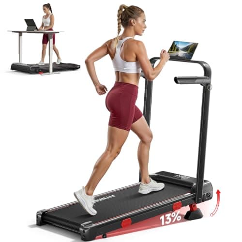 RHYTHM FUN Treadmill with Incline, Walking Pad with Handle Bar,300lbs Walking Pad with APP, Portable Folding Walking Treadmills for Home/Office with Low Noise