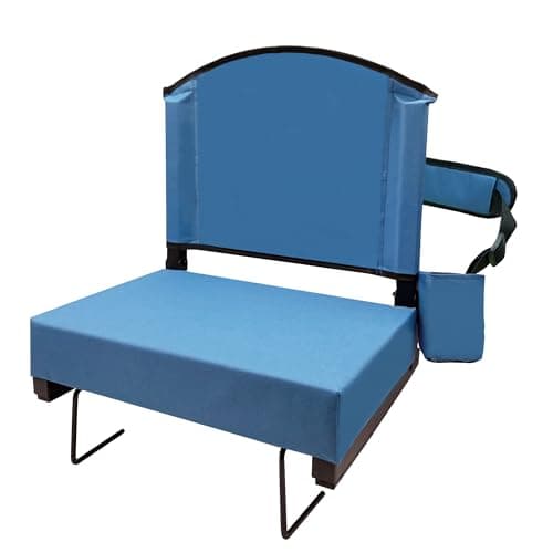 NBGYTECH Stadium Seats with Back Support Thick Cushion Bleacher Chair with Shoulder Strap and Handle Portable Bleacher Seat for Sport Events (Bluish Grey)