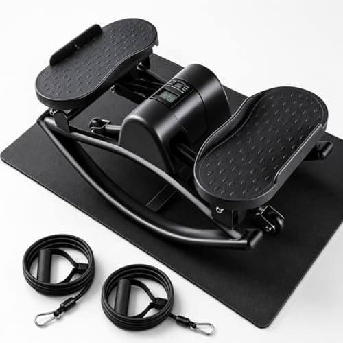 Rock Stepper for Exercise at Home, Rocking Stepper Side to Side with Resistance Bands & Digital Display, 300 LBS Capacity Full Body Workout Low-Impact Knee-Friendly Anti-Slip Side Stepper