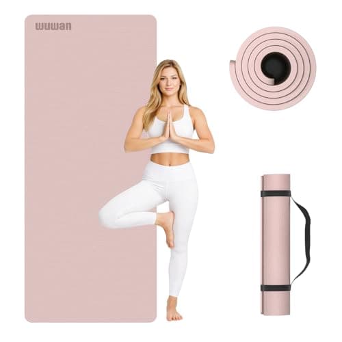 10 mm Yoga Mat 72"x26" TPE Non-Slip Exercise Mat 0.4" Thick, Easy-to-Carry Fitness Mat for Yoga, Pilates & Workout, Made with Recyclable Material, Durable, Easy to Clean (Pink)