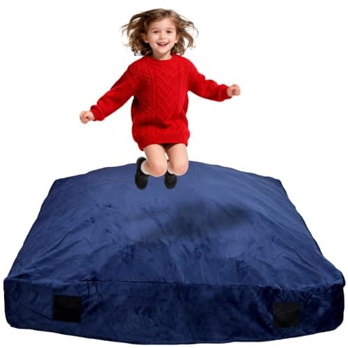 WOUDY Crash Mats for Kids Sensory, Sensory Pads for Autistic Children,Soft Foam Landing Zone, Soft, High-Density Foam Landing Zone Provides Safe Sensory, with Washable Cover (4ft*4ft) Blue