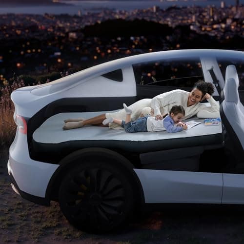 CloudCore 4.5 inches Mattress for Tesla Model Y, Full Size Bed, Vacuum Compression, Roadtrip, Job Shifts, Nap, Camping, Guests & Home, Rechargeable Pump and Eyemask Provided (2020-2024 Model Y)