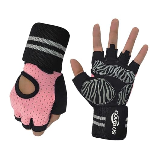 Govblus Workout Gloves for Men and Women,Gym Gloves for Weight Lifting with Wrist Support,Exercise,Rock Climbing, Biking,Training,Fitness,Pull up,Fingerless, Breathable and Snug fit(Pink, X-Large)